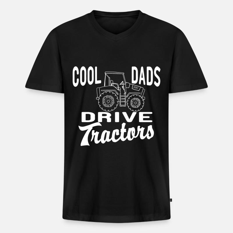 Papa Traktor - Männer Premium Bio T-Shirt mit V-Ausschnitt - Schwarz