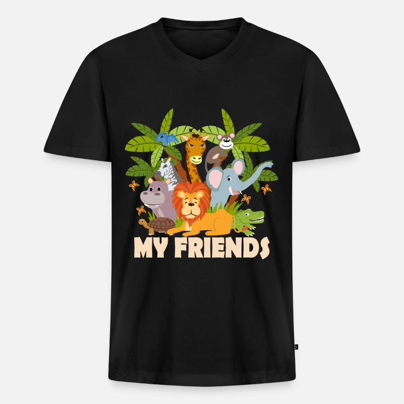 Freunde - Männer Premium Bio T-Shirt mit V-Ausschnitt - Schwarz