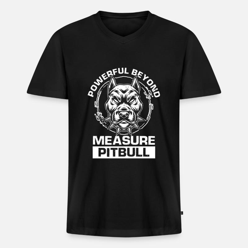 Pitbull Hund Kampfhund - Männer Premium Bio T-Shirt mit V-Ausschnitt - Schwarz