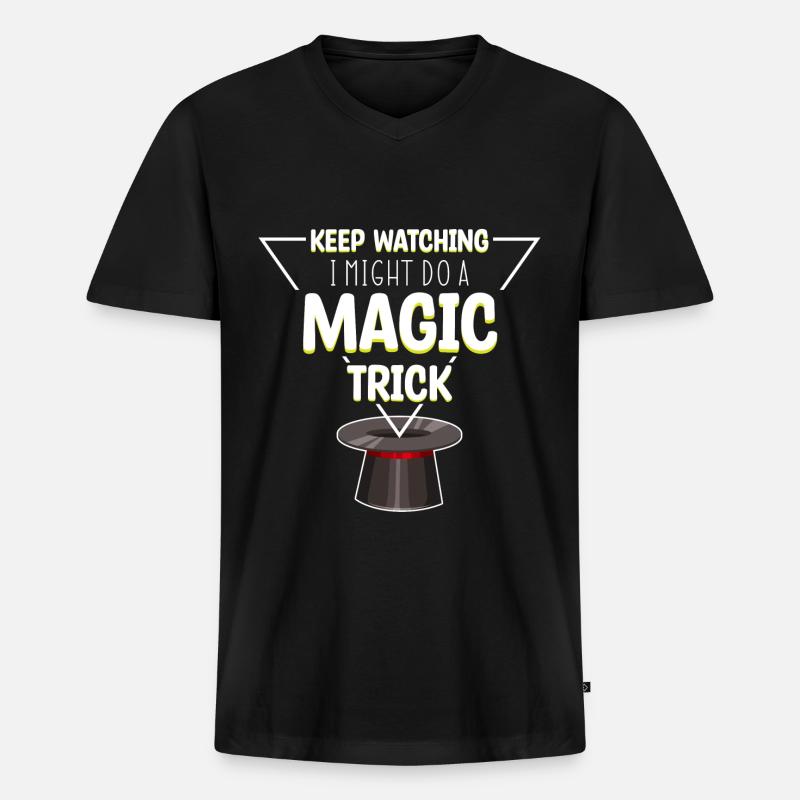 Magic Magic Magic Hat - Men's Premium Organic T-shirt with V-neck - black