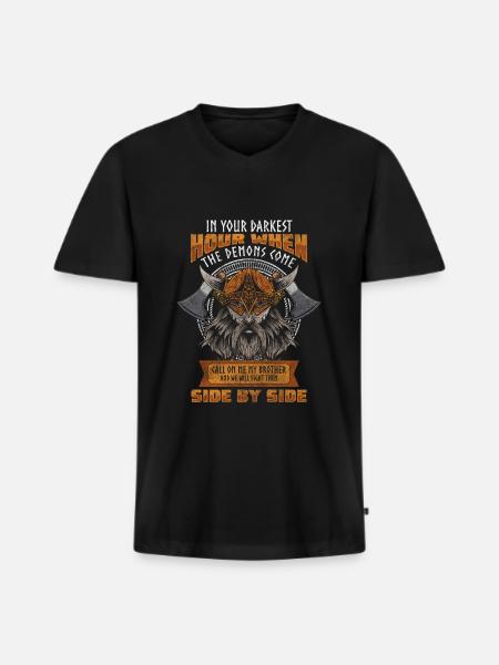 Odin Thor Valhalla - Men's Premium Organic T-shirt with V-neck - black