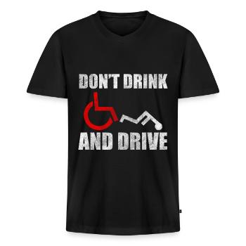 Rollstuhlfahrer Behindert Humor - Männer Premium Bio T-Shirt mit V-Ausschnitt - Schwarz - Vorne - Nico (187cm)