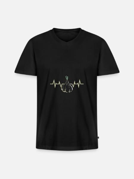 Plante d’ail - T-shirt encolure en V Premium bio Homme - noir