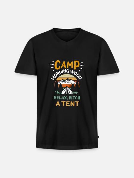 Camp Morning Wood - Men's Premium Organic T-shirt with V-neck - black