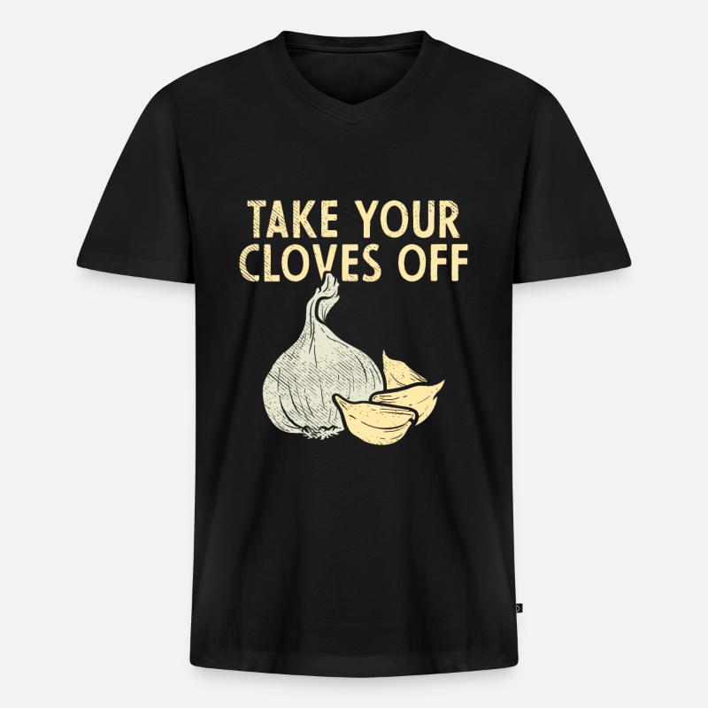 Knoblauch Pflanze - Männer Premium Bio T-Shirt mit V-Ausschnitt - Schwarz
