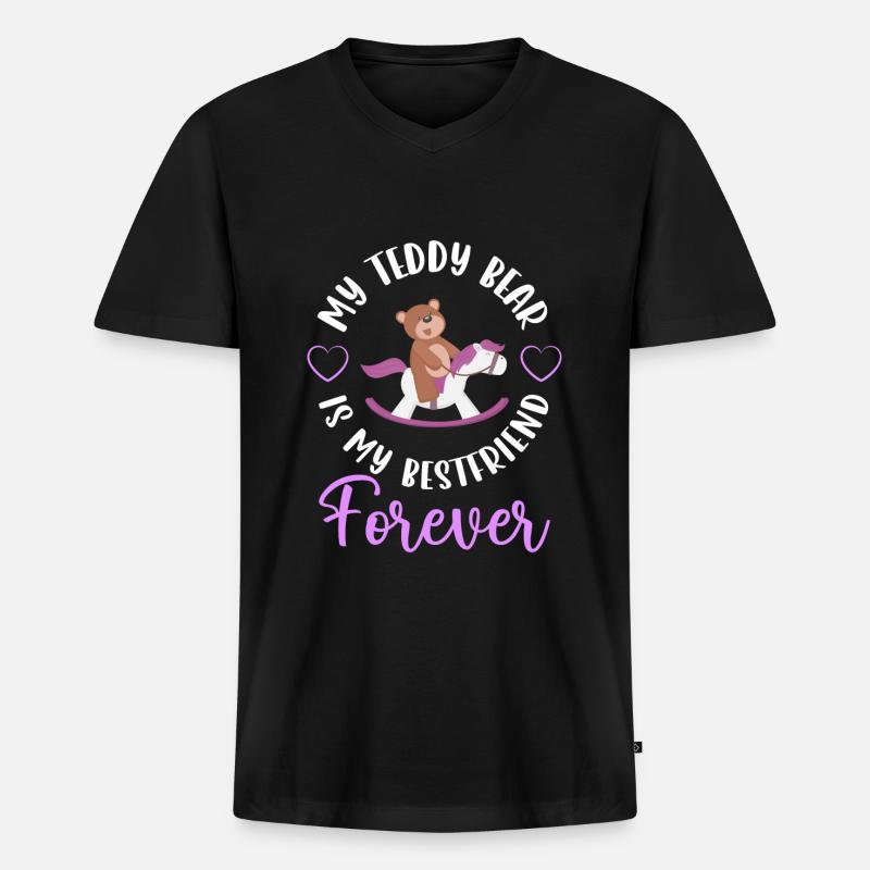 Teddy Kind Süß Stofftier - Männer Premium Bio T-Shirt mit V-Ausschnitt - Schwarz