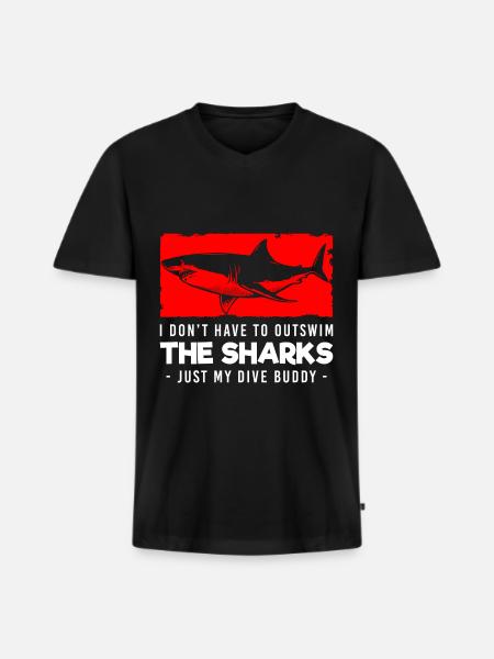 Shark Sailing Tiger Shark - Men's Premium Organic T-shirt with V-neck - black