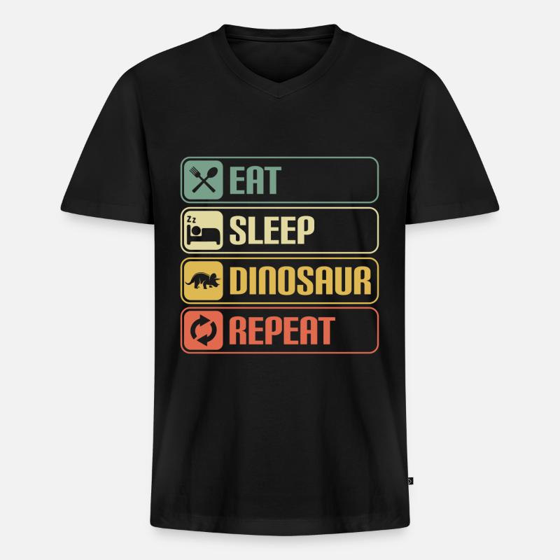 Dino Stegosaurus Fleischfresser Pflanzenfresser - Männer Premium Bio T-Shirt mit V-Ausschnitt - Schwarz