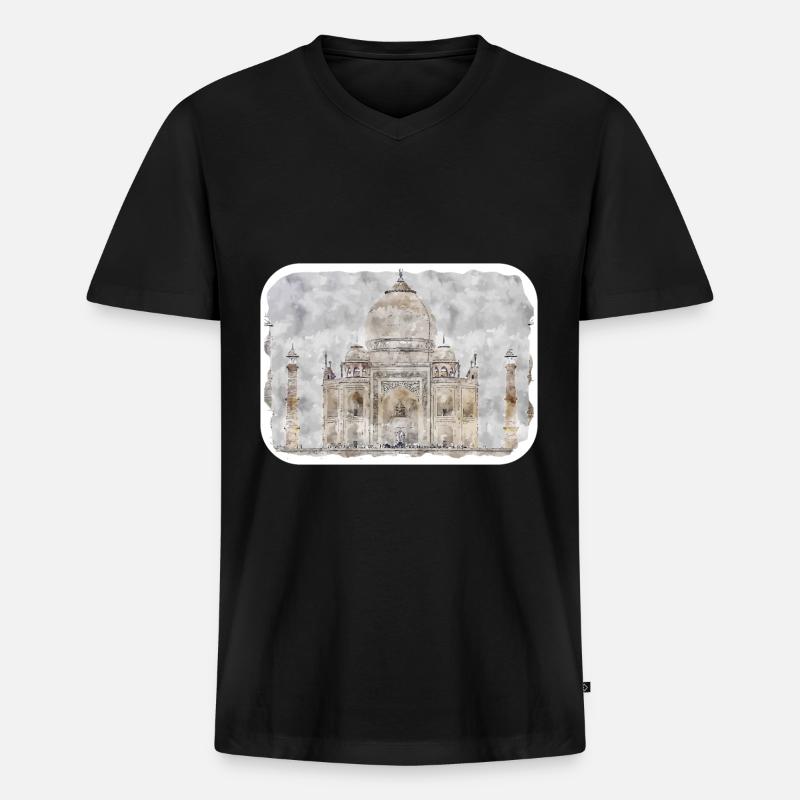 Daten-keyword_name - Männer Premium Bio T-Shirt mit V-Ausschnitt - Schwarz