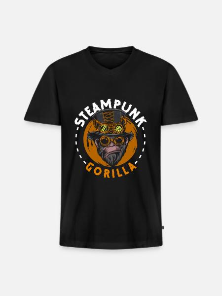 Gorilla strength weightlifting jungle - Men's Premium Organic T-shirt with V-neck - black