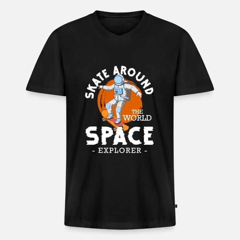 Sterne Ufo Rakete - Männer Premium Bio T-Shirt mit V-Ausschnitt - Schwarz