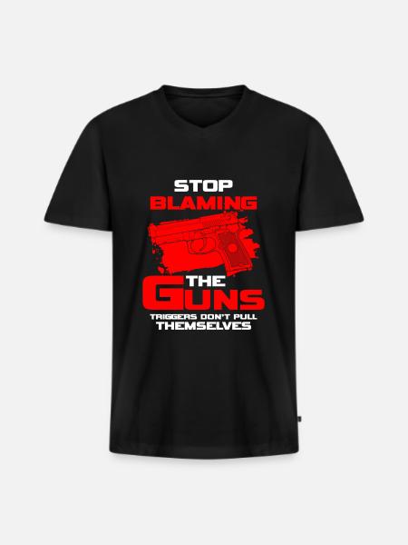 Pistol Ammunition Hunting Shooting - Men's Premium Organic T-shirt with V-neck - black