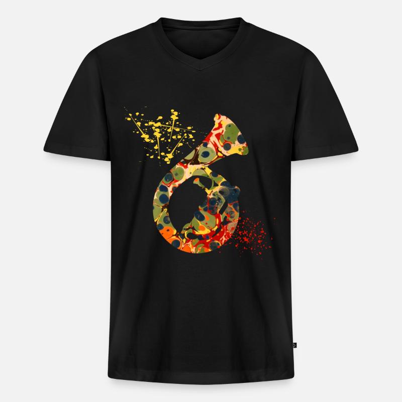 waldhorn e 41 - Männer Premium Bio T-Shirt mit V-Ausschnitt - Schwarz