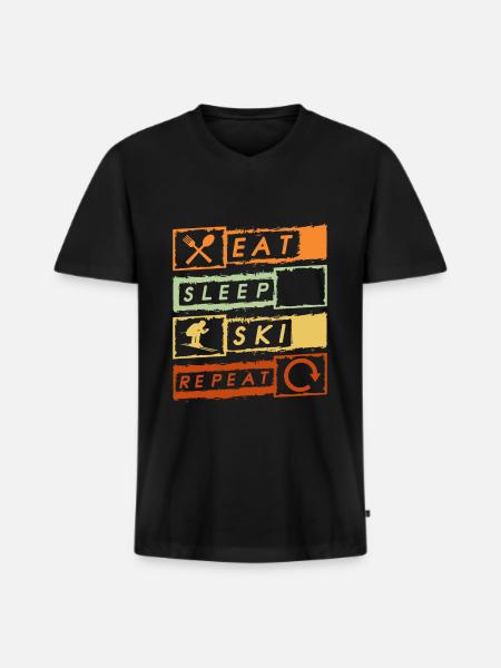 Skiing Pistensau Downhill - Men's Premium Organic T-shirt with V-neck - black