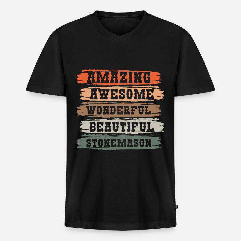 Steinmetz Steine Arbeiter - Männer Premium Bio T-Shirt mit V-Ausschnitt - Schwarz