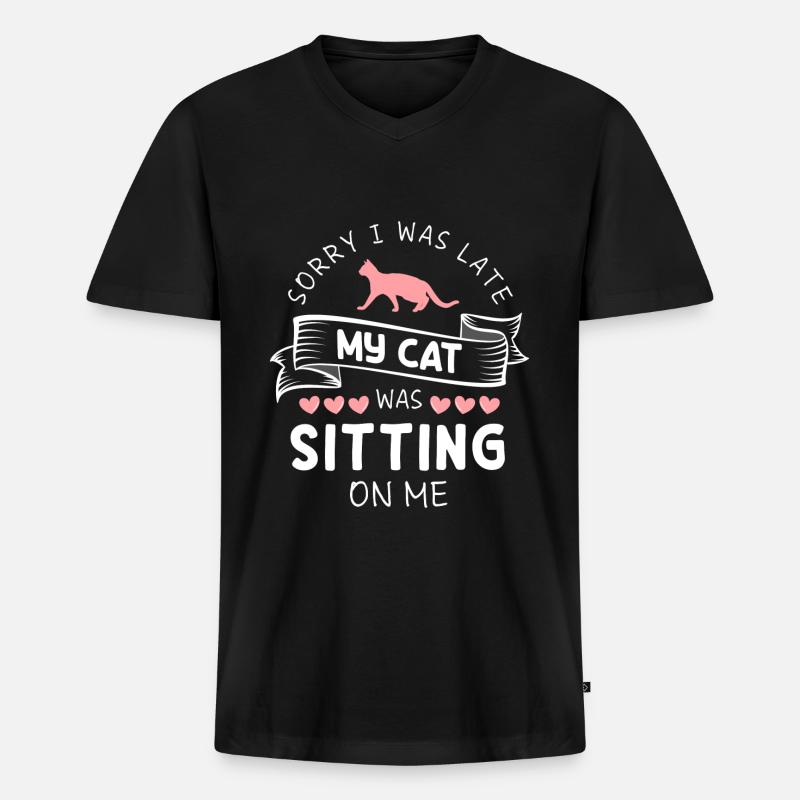 Katze Wildkatze - Männer Premium Bio T-Shirt mit V-Ausschnitt - Schwarz