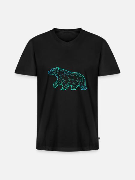 Bear line geometric art - Men's Premium Organic T-shirt with V-neck - black