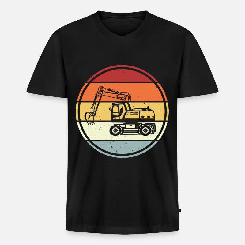 Bagger - Männer Premium Bio T-Shirt mit V-Ausschnitt - Schwarz