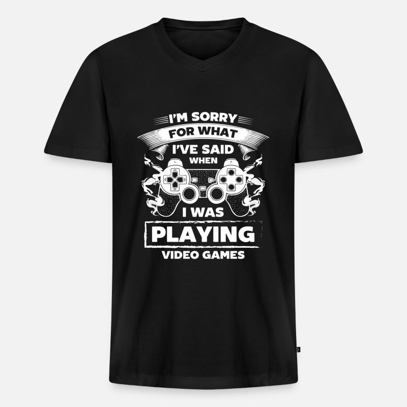 Nerd Online-Game Controller - Männer Premium Bio T-Shirt mit V-Ausschnitt - Schwarz
