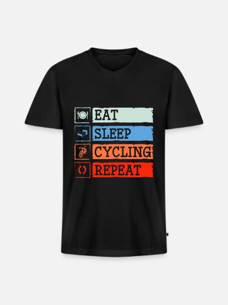 Fietser Wielrenner - Mannen Premium Bio T-shirt met V-hals - zwart