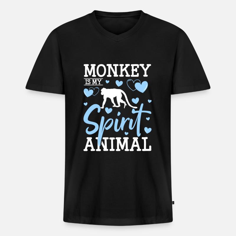 Affe Tiere Wildnis - Männer Premium Bio T-Shirt mit V-Ausschnitt - Schwarz
