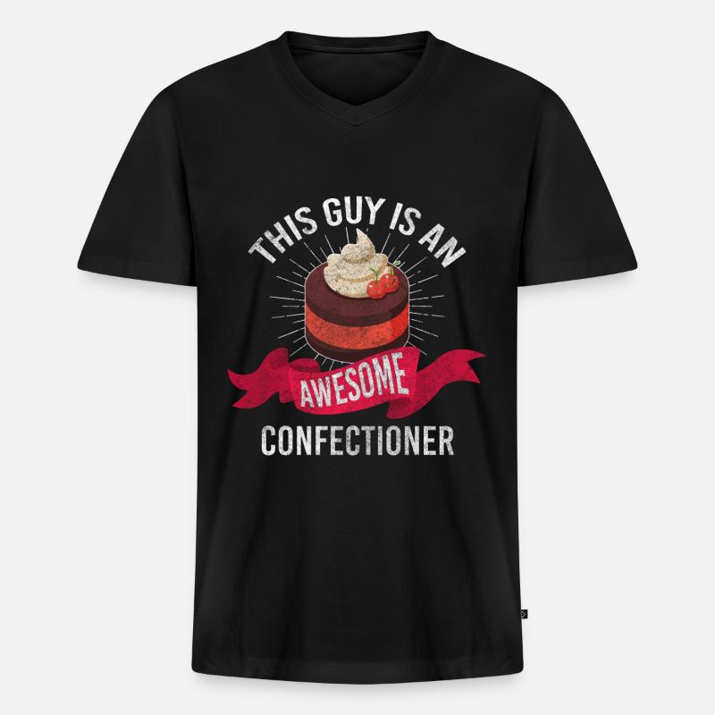 Kuchen Bäcker Dessert - Männer Premium Bio T-Shirt mit V-Ausschnitt - Schwarz