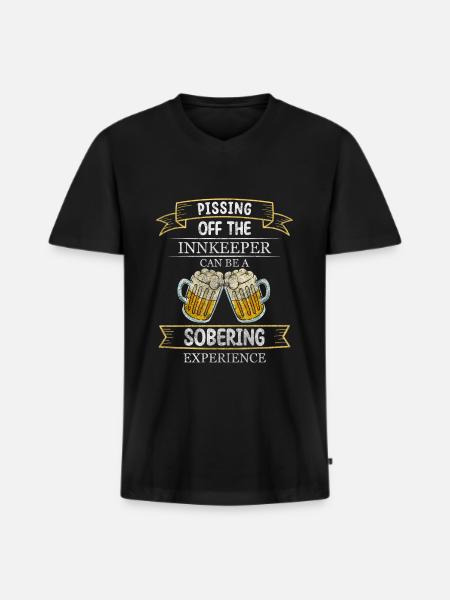 Restaurant Bière Fumer - T-shirt encolure en V Premium bio Homme - noir