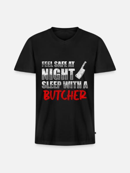 Metzger Fleischerei Beruf - Männer Premium Bio T-Shirt mit V-Ausschnitt - Schwarz