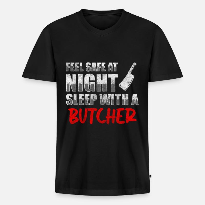 Metzger Fleischerei Beruf - Männer Premium Bio T-Shirt mit V-Ausschnitt - Schwarz