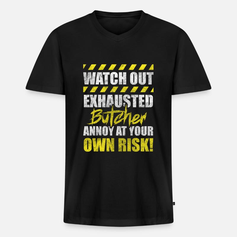 Schlachter Beruf - Männer Premium Bio T-Shirt mit V-Ausschnitt - Schwarz
