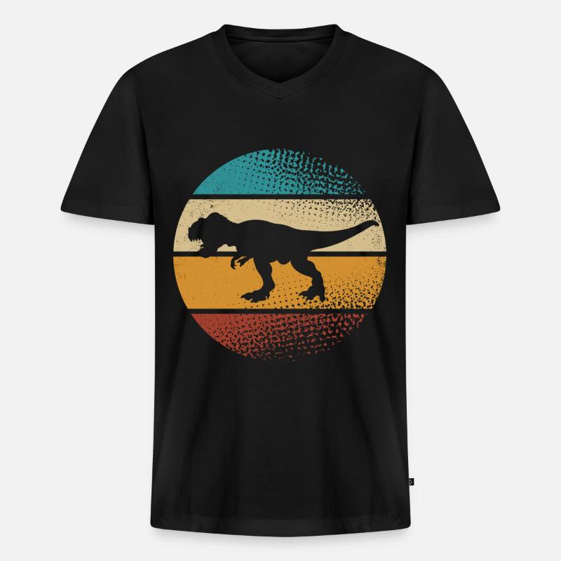 T Rex - Männer Premium Bio T-Shirt mit V-Ausschnitt - Schwarz