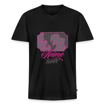 Anime lover - Men's Premium Organic T-shirt with V-neck - black - Front - Nico (187cm)