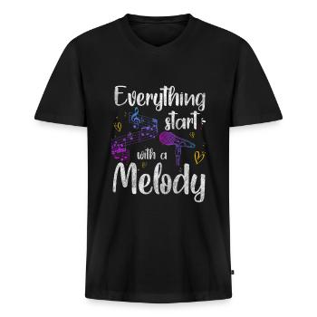 Musik Leidenschaft Singstimme Gesang - Männer Premium Bio T-Shirt mit V-Ausschnitt - Schwarz - Vorne - Nico (187cm)