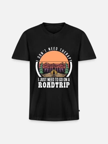 Road trip camping - Men's Premium Organic T-shirt with V-neck - black