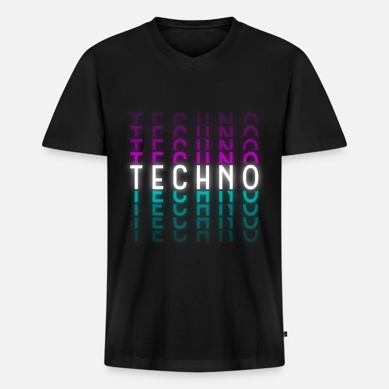 Rave Techno Musik Musik Dubstep - Männer Premium Bio T-Shirt mit V-Ausschnitt - Schwarz