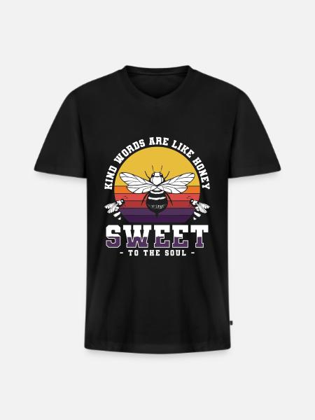 Honey, bees, insects - Men's Premium Organic T-shirt with V-neck - black