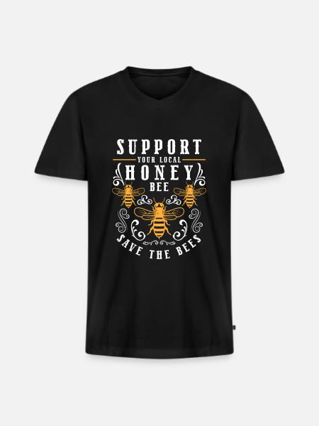 Honey Bees Sweet - Men's Premium Organic T-shirt with V-neck - black