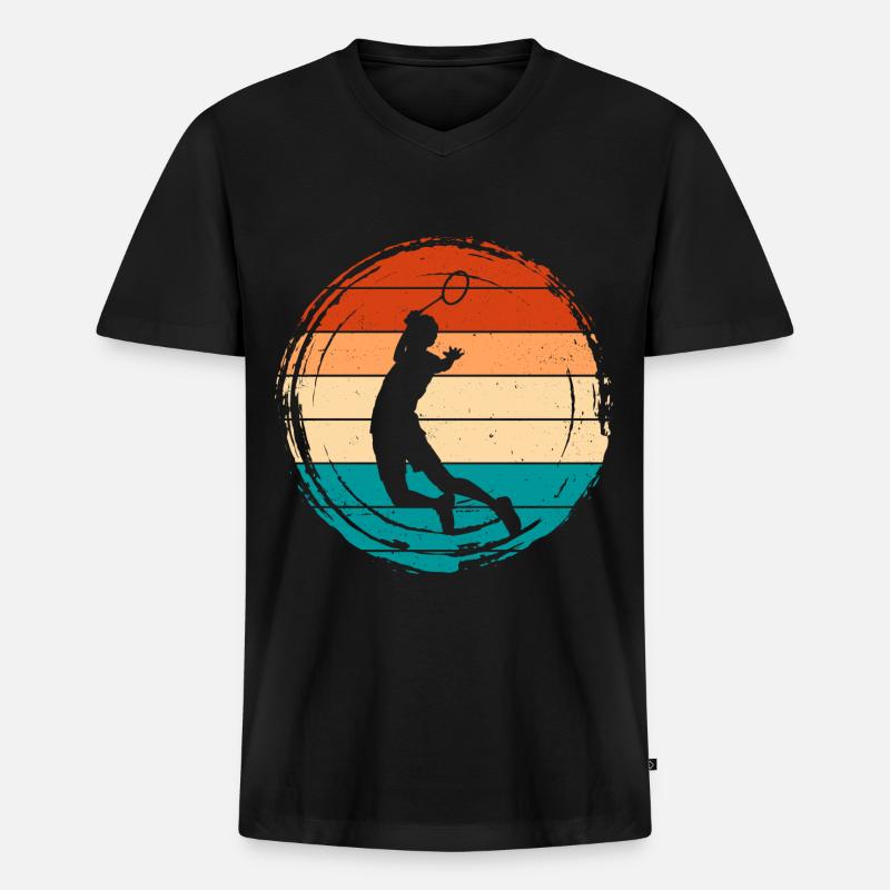 Badminton - Männer Premium Bio T-Shirt mit V-Ausschnitt - Schwarz