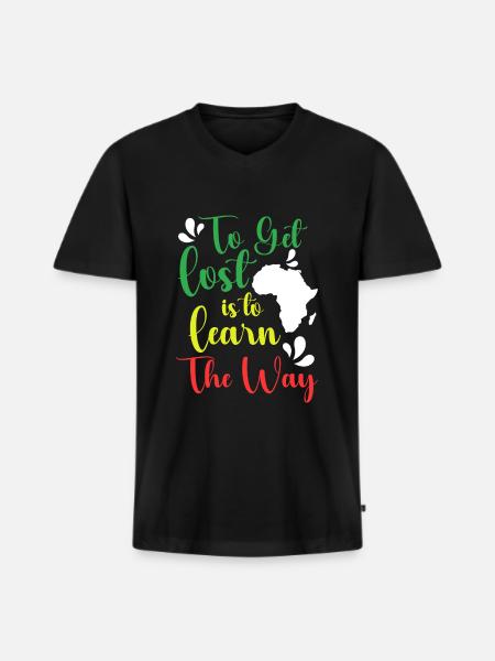 Safari Elephant Holiday - Men's Premium Organic T-shirt with V-neck - black