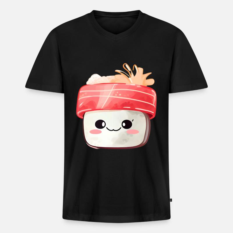 Sushi - Männer Premium Bio T-Shirt mit V-Ausschnitt - Schwarz