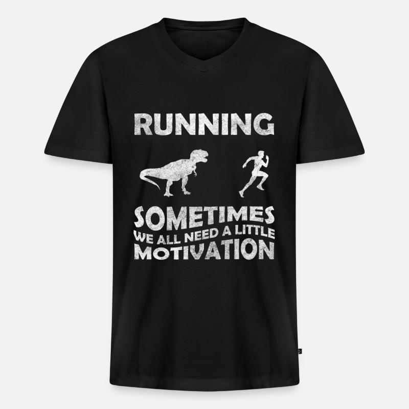 Saurier Raptor Velociraptor - Männer Premium Bio T-Shirt mit V-Ausschnitt - Schwarz