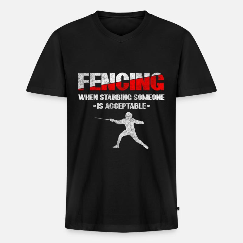 Fechtsport Duell - Männer Premium Bio T-Shirt mit V-Ausschnitt - Schwarz