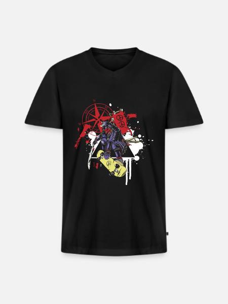 Tattoo Skull Skull Clock - Men's Premium Organic T-shirt with V-neck - black