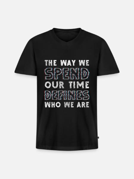 Hourglass Lifetime Art Countdown - Men's Premium Organic T-shirt with V-neck - black