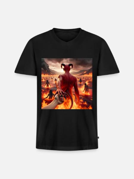 Follow Me to the Abyss - Infernal Devil's Pact #18 - Men's Premium Organic T-shirt with V-neck - black