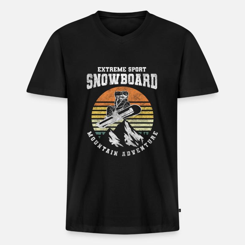 Schnee Board Tailgrab - Männer Premium Bio T-Shirt mit V-Ausschnitt - Schwarz