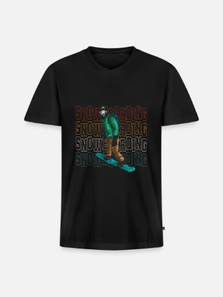 Snowboarder Snow Tailgrab Jump - Men's Premium Organic T-shirt with V-neck - black