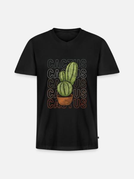 Cactus Sun Mexico Hug - Men's Premium Organic T-shirt with V-neck - black