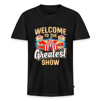 Manege Vintage Ringmaster Ringmeister - Männer Premium Bio T-Shirt mit V-Ausschnitt - Schwarz - Vorne - Nico (187cm)