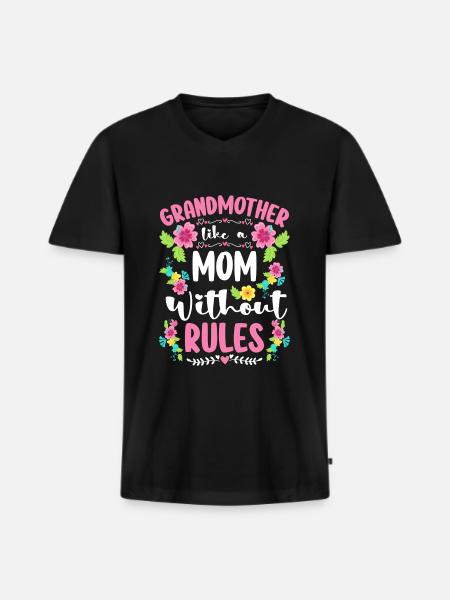 Grand-père grand-mère bébé - T-shirt encolure en V Premium bio Homme - noir